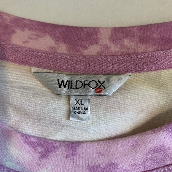 Wildfox Sweatshirt Womens XL Extra Large Violet White Tie Dye Star Long Sleeve - Picture 6 of 11